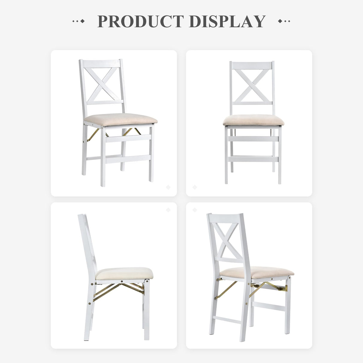 COLAMY Folding Dining Chairs Set of 6, Foldable Chairs with Padded Seats, Wood Folding Dining Room Chairs for Dinner, Kitchen, Party, Camping, White COLAMY