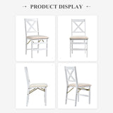 COLAMY Folding Dining Chairs Set of 6, Foldable Chairs with Padded Seats, Wood Folding Dining Room Chairs for Dinner, Kitchen, Party, Camping, White COLAMY