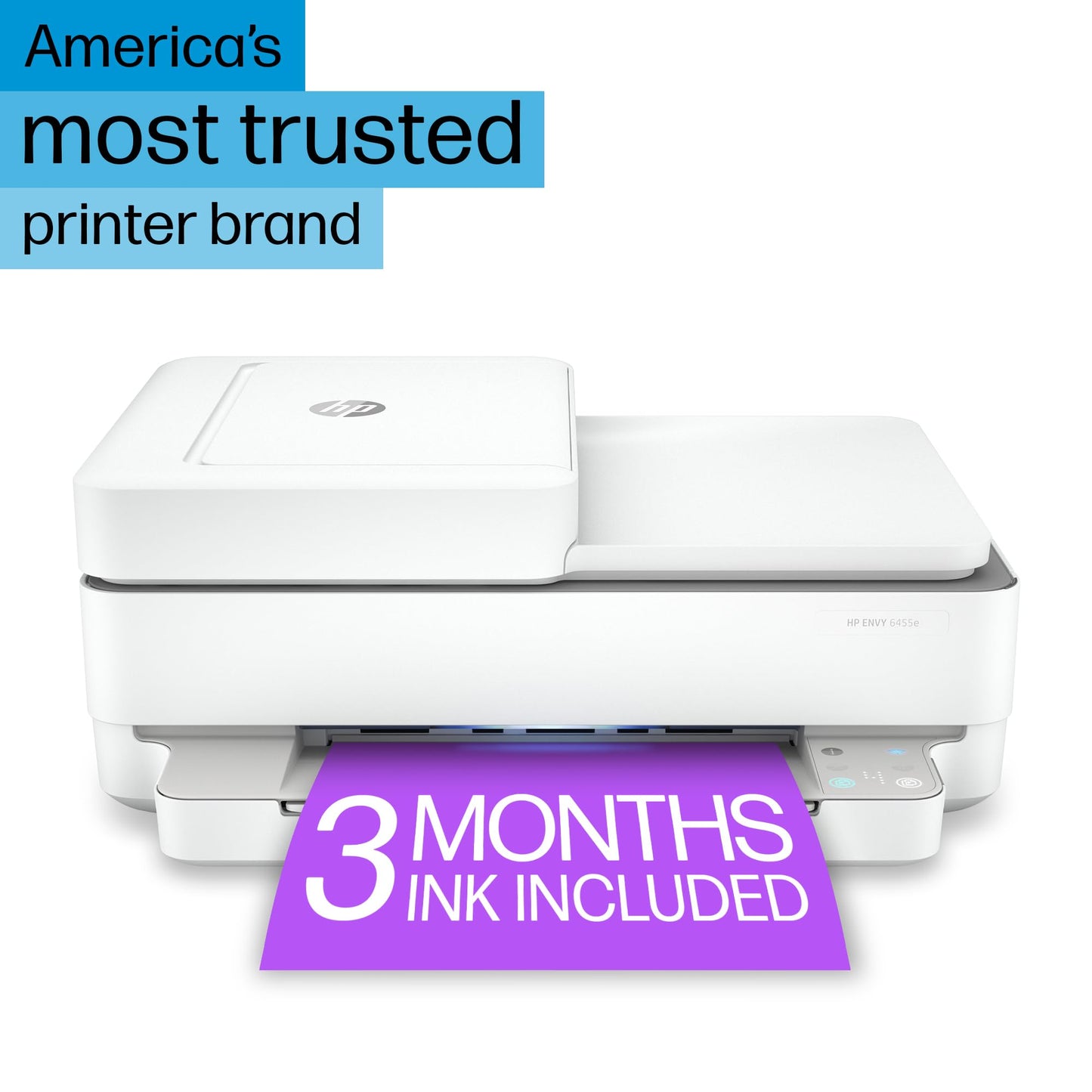 HP ENVY 6455e Wireless Color Inkjet Printer, Print, scan, copy, Easy setup, Mobile printing, Best-for-home, Instant Ink with HP+ (3 months included),white