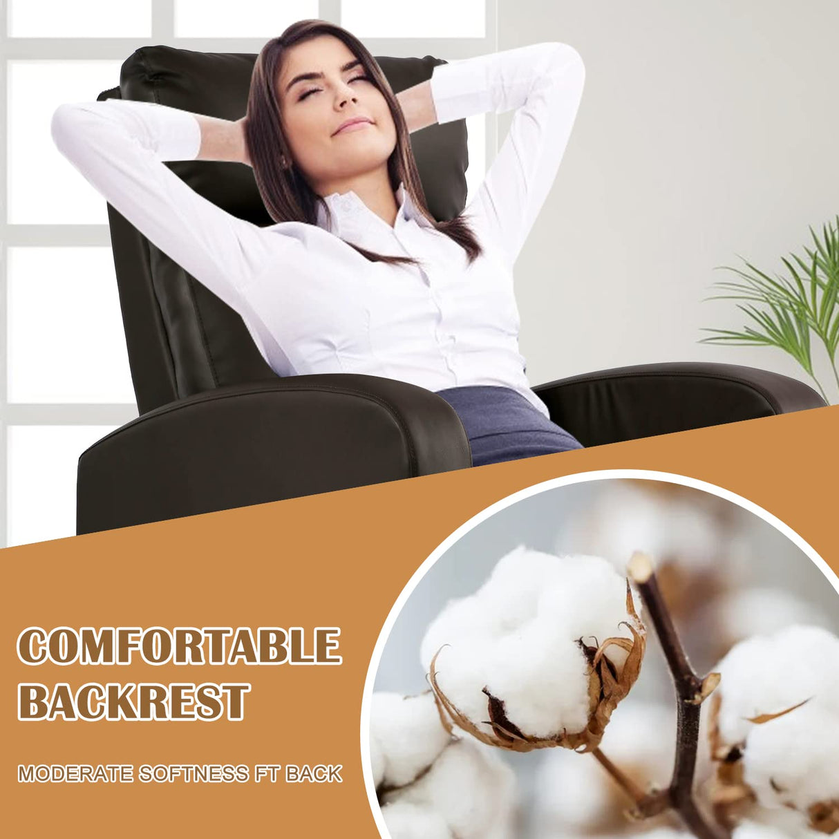 MKDLUFEI Recliner Chair, Adjustable PU Leather Single Sofa Chair, Recliners Chair with Upgraded Footrest for Adults, Small Recliner Chair for Small Spaces, Living Room, Bedroom, Brown MKDLUFEI