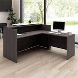 Bush Business Furniture Arrive 72W x 72D L Shaped Reception Desk with Counter in Storm Gray, Modern Receptionist Station for Office Waiting Room Bush Furniture