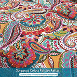 Qucover 100% Cotton Twin Quilt Set, 2 Piece Multicolor Paisley Boho Style Twin Bedspread with Pillow Shams, 68"x86" Qucover