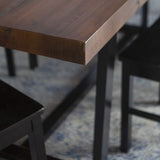 Walker Edison Barnes 7-Piece Rustic Metal and Wood Dining Table with X-Back Chairs, Set of 7, Mahogany/Black Walker Edison