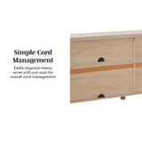 Walker Edison Sasha 4-Door Reeded Sideboard Buffet with Cord Management, 70 Inch, Coastal Oak Walker Edison