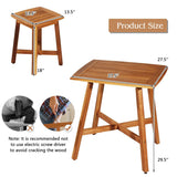 HAPPYGRILL 5 Pieces Wooden Patio Dining Set, Outdoor Acacia Wood Dining Furniture Set with 4 Stools, Wood Table and Armless Chairs for Garden Porch Backyard Balcony Poolside HAPPYGRILL