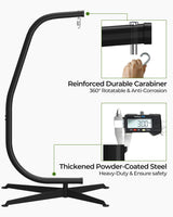 GREENSTELL Hammock Swing Stand, Hanging C-Stand with Spring Hook, for Indoor, Outdoor, Sturdy Hanging Stand Max Load 330lbs GREENSTELL