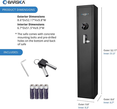 BARSKA AX12760 Keypad Biometric Fingerprint 4 Position Rifle Safe 1.83 Cubic Ft, Black BARSKA