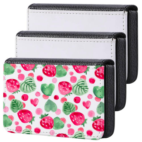 ZUYYON 3 Pcs Sublimation Blank Business Card Holder PU Leather Name Card Case Pocket Heat Transfer Blank Card Carrier Case Wallet with Magnetic Shut for Men Women ZUYYON