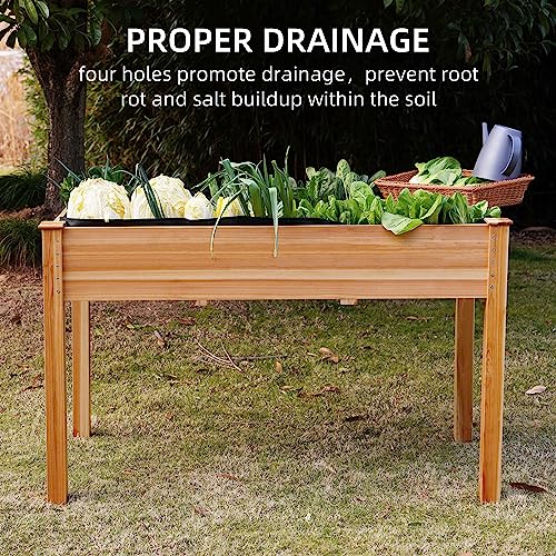 Elevon 48x24x30in Raised Garden Bed, Elevated Wood Planter Box Stand for Backyard, Patio, Balcony w/Bed Liner, 200lb Capacity Elevon