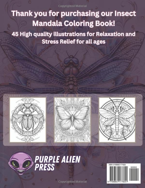 Insect Mandala Coloring Book: Coloring book for adults for relaxation and stress relief Insect Mandala Majosta