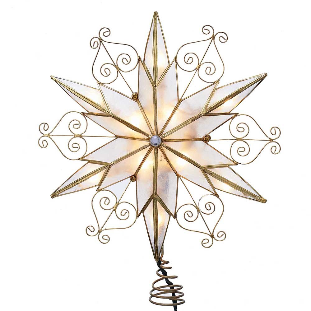 Kurt Adler UL3110 10-Light 6-Point Capiz Star Treetop With Scroll Design Kurt S. Adler
