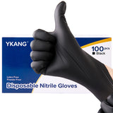 YKANG Black Nitrile Gloves,Disposable Gloves Latex Free 100 PCS,Cooking Gloves,Food Prep,BBQ,Household Cleaning Gloves(Large) YKANG