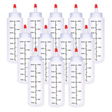 Baaxxango 12 Pack 8oz/240ml Plastic Squeeze Bottles,Scale Plastic Squirt Bottle,Polyethylene Durable Plastic with Red Tip Cap and Black Scale for Ketchup,Sauces,Syrup,Dressings,BBQ,Crafts and More Baaxxango