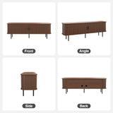 FiveWillowise 63" Mid Century Modern Fluted TV Stand for TVs up to 75 Inch, Gaming Entertainment Center with Tambour Slatted Sliding Doors, Media TV Consoles Table for Living Room, Walnut FiveWillowise