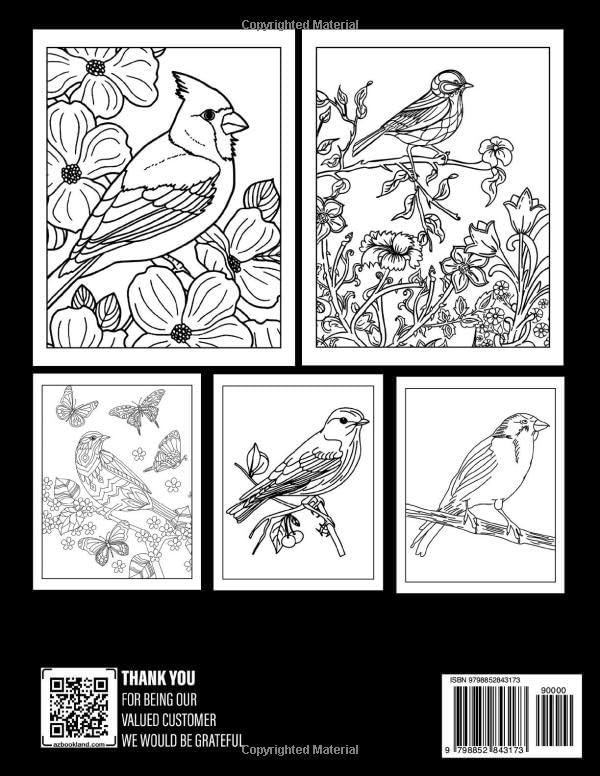 Songbirds Coloring Book: Fun And Easy Coloring Pages In Cute Style For All Ages To Relax And Unwind Majosta