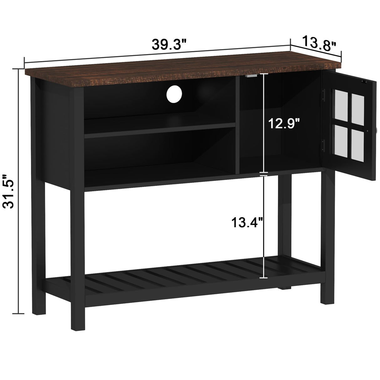 ChooChoo Farmhouse Coffee Bar Cabinet, Buffet Cabinet with Storage, Sideboard Buffet Cabinet with Glass Door, Console Table for Kitchen, Hallway, Entrance, Black ChooChoo