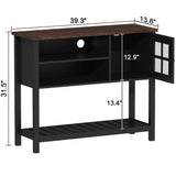 ChooChoo Farmhouse Coffee Bar Cabinet, Buffet Cabinet with Storage, Sideboard Buffet Cabinet with Glass Door, Console Table for Kitchen, Hallway, Entrance, Black ChooChoo