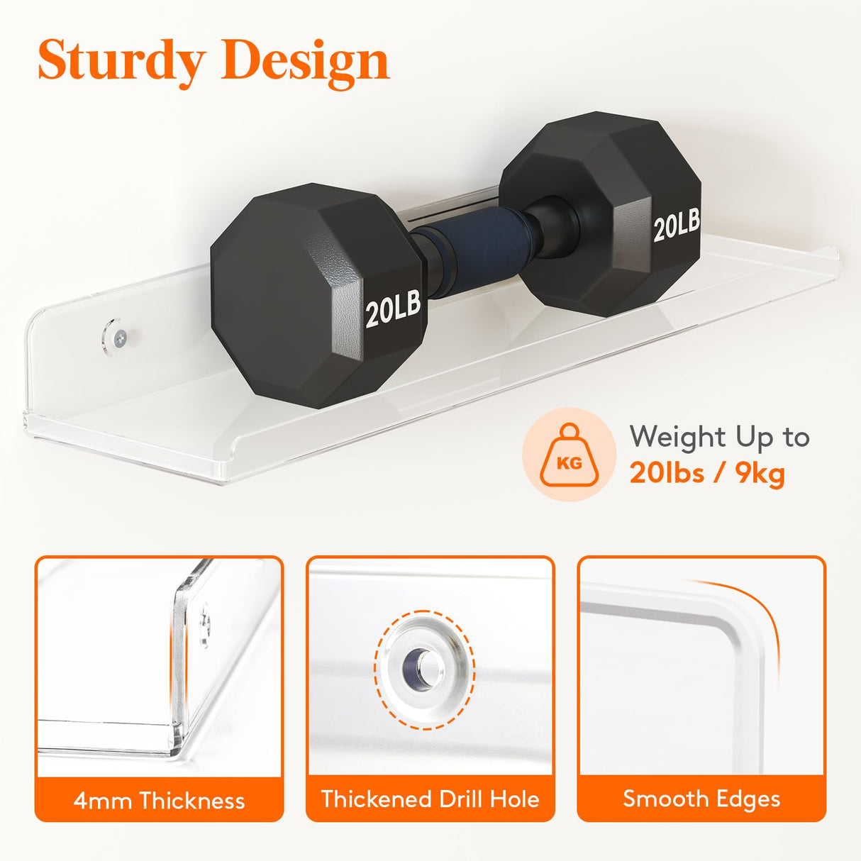 Lifewit Floating Shelves for Wall, 6 Pack 15" Clear Acrylic Shelf Room Decor for Book/Figures/Photo/Makeup in Bathroom, Book Shelf, Living Room, Bedroom, Kitchen Storage and Organization Lifewit