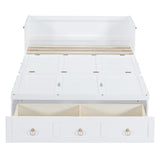 Harper & Bright Designs Full Size Murphy Bed with USB Charging Station/Large Drawer, Wood Full Size Bed Wall Bed with Storage, Cube Cabinet Bed for Home Office Guest Room Bedroom,White Harper & Bright Designs