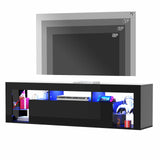 chartustriable 63" Floating High Gloss LED TV Stand for 75" TVs, Wall-Mounted Entertainment Center, Modern Media Console with Open Adjustable Glass Shelf and Hidden Storage Cabinet, Black chartustriable