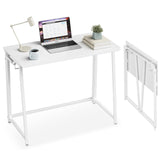 POLWKZU Folding Desk Small Foldable Desk for Small Space, 31.5 Inches Writing Computer Desk in Study, Home Office Foldable Office Desk for Bedroom, White POLWKZU