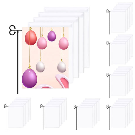 Blank Garden Flags 3-layer Fabric Double Sided Sublimation Lawn Yard Banner for Heat Transfer Vinyl 12X18 In 20 Pack White WANZELONYO