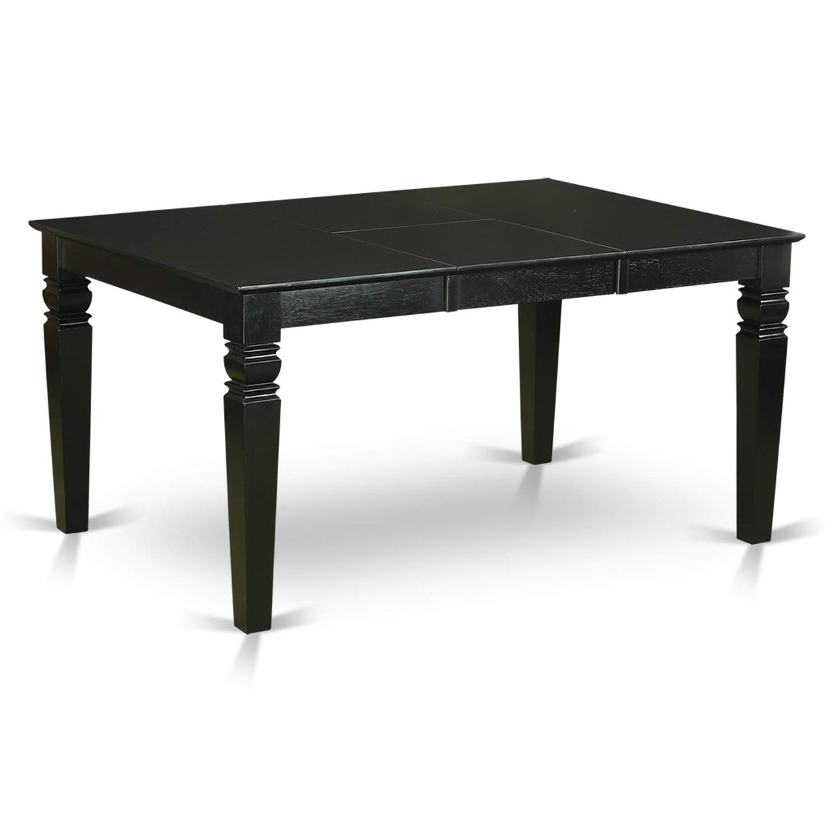 East West Furniture WEFR7-BLK-02 7 Piece Dinette Set Consist of a Rectangle Dining Room Table with Butterfly Leaf and 6 Light Beige Linen Fabric Upholstered Chairs, 42x60 Inch, Black East West Furniture
