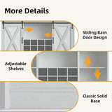 BestHaped 55'' Farmhouse Coffee Bar Cabinet with 3 Tier Storage Hutch, Coffee Bar Station with Sliding Barn Door, Hutch Storage Cabinet with 12 Wine Racks & 9 Hooks for Kitchen Dining Living Room BestHaped