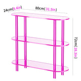 solaround Clear Bookshelf, Acrylic Bookcase with Open Book Shelf Console Table for Entryway Office (3 Tier Pink) solaround