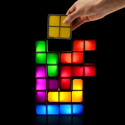 LOSCHEN Night Light,DIY Stackable LED 7 Colors Interlocking Induction Novelty Desk Lamp,3D Puzzle Magic Light Bright Toy for Kids Teens,Gamer Decor Ideal Gift