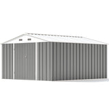 Patiowell 10 x 12 FT Metal Storage Shed for Outdoor, Steel Yard Shed with Design of Lockable Doors, Utility and Tool Storage for Garden, Backyard, Patio, Outside use, Gray Patiowell
