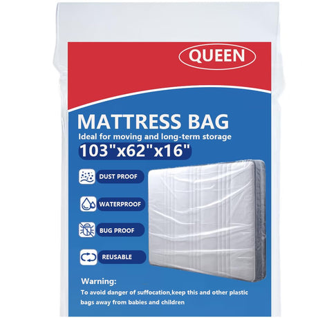 Plastic Mattress Bag for Moving Storage, Mattress Protector Cover ,Mattress Bag for Disposal (Queen) SANEMBER