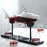 NF Whiskey Decanter Set with 4 Glasses & Wood Stand,1000ml Shark Decanter Glass Liquor Decanter For Whiskey, Scotch, Bourbon Vodka,Gift For Wine Lovers, M NF