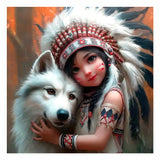 FHBUBPUP 5D Wolf Diamond Painting Kits for Adults, Indian Diamond Art Kits for Beginners - DIY Full Drill Round Animal Diamond Dot Gem Art, Craft Gift Suitable for Home Wall Decoration 12×12Inch FHBUBPUP