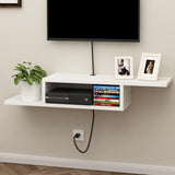 ChooChoo Floating TV Stand Shelf, Wall Mount Entertainment Center Media Console for Living Room, Bedroom, White ChooChoo