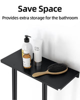 STWWO Bathroom Towel Storage Rack, Towel Racks for Bathroom Wall Mounted 30 inch with Shelf Can Holds 6 Large Towels, Wall Towel Rack for Rolled Towels, Black STWWO