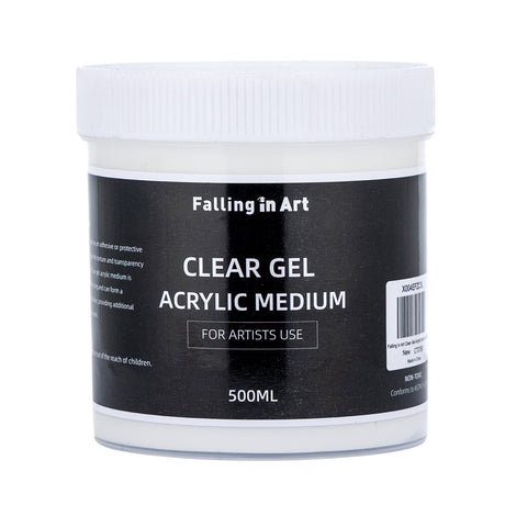 Falling in Art Clear Gel Acrylic Medium, 500ML/16.9Oz Gloss Gel Medium for Acrylic Paint, Ideal for Texture, Layering,and Extending Paint Falling in Art