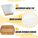 Honey Lake 8 Frame Bee Hive Kit, Langstroth Bee Hives Boxes Starter Kit for Beekeepers Dipped in 100% Beeswax Includes 2 Deep Brood Box & 1 Medium Super Bee Box with Beehive Frames and Foundations Honey Lake