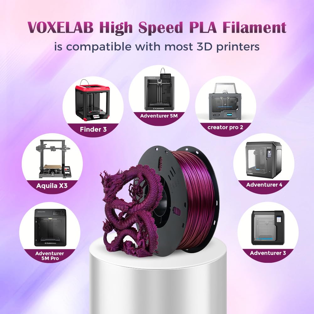 VOXELAB Chameleon HS PLA Filament 1.75mm+/- 0.02mm, Color Changeable Rapid PLA 3D Printer Filament, Max 500mm/s High Speed Printing, Changing Colors Filament 1kg Spool (2.2lbs),Abyssal Red Voxelab