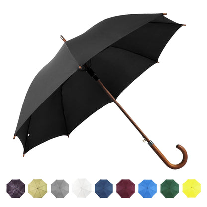 SoulRain 48" Arc Classic Wood Handle Umbrella Auto Open Windproof clear Unbreakable Stick Rain Umbrella (Black)