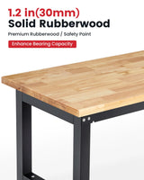 Workbench for Garage 48 Inch Work Bench Table Adjustable Height Rubberwood Tabletop Work Table with Power Outlets for Woodworking Shop Home Office Electronic Cutting Wood ENJOYWOOD