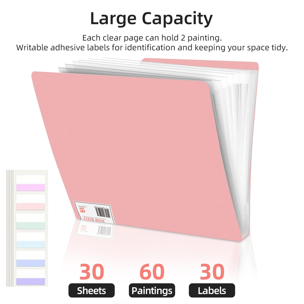 A3 Diamond Painting Storage Book, 60 Views Art Portfolio Presentations Folder with 30 Pages Protectors, 17.3x12.8in HOWUKE