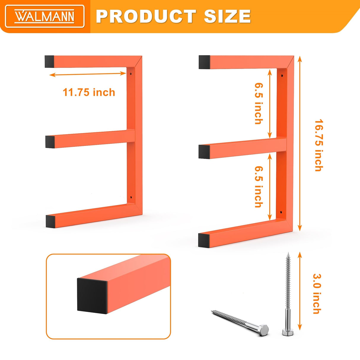 WALMANN Garage Wall Mounted Lumber Storage Rack, Overhead Heavy Duty Lumber Rack for Woodworking Shop(1 Pair) WALMANN