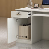 AGOTENI Reception Desk, Front Counter Desk with Lockable Drawer & Bookshelf, L Shape Reception Table Wooden Computer Table for Office, Black AGOTENI