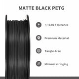 JAREES Petg Filament 1.75,Black Matte Petg 3D Printing Filament 1.75mm Dimensional Accuracy +/- 0.02 mm, 1Kg Spool(2.2lbs),Fit Most FDM Printers JAREES