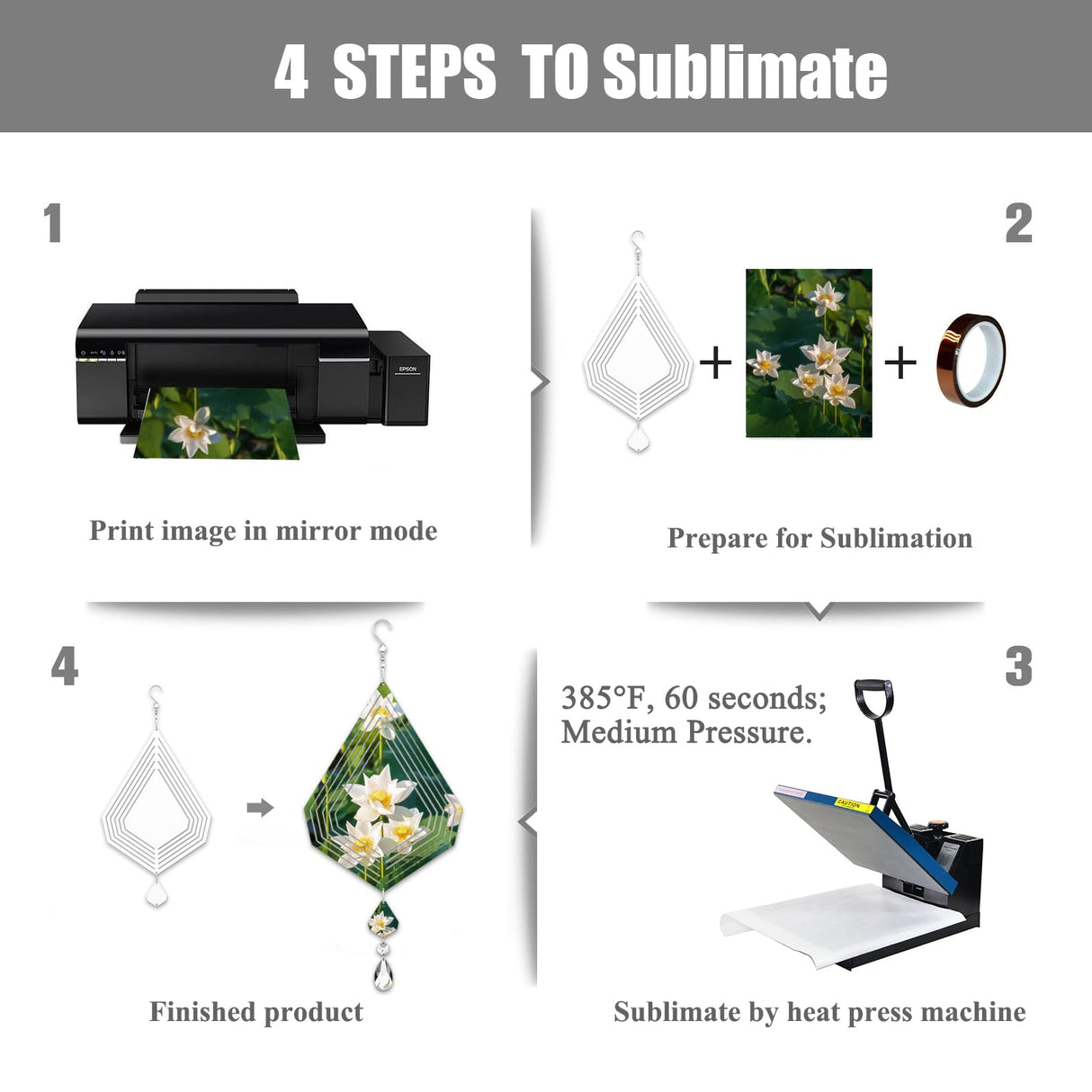 4Pack 11inch Sublimation Wind Spinner Blanks 3D Aluminum Metal Wind Sculpture Kinetic Spinners for Yard and Garden Indoor Art Ornaments Hanging Decoration (Diamond) WindMage