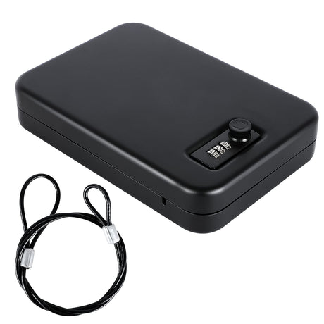 Dalmbox Gun Safe for Pistols X Large, 11 x 7 x 3 Inches, Handgun Lock Box with Combination Lock Portable Travel Pistol Safe for Car, Home, Travel Dalmbox