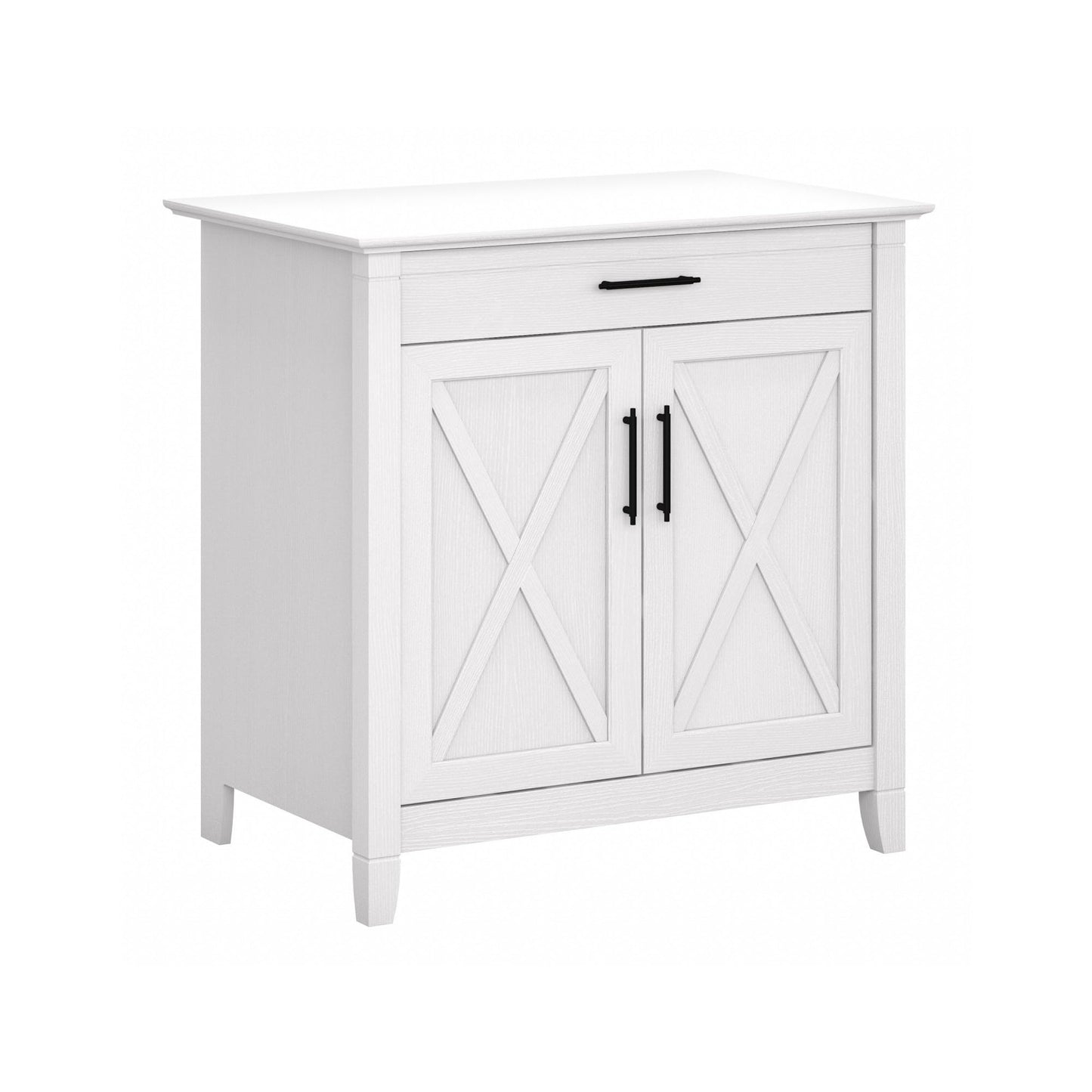 Bush Furniture Key West Secretary Desk | Accent Cabinet with Work Surface in Pure White Oak | 30W x 20D Hidden Writing Table and Storage for Small Spaces - WoodArtSupply