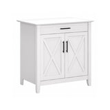 Bush Furniture Key West Secretary Desk | Accent Cabinet with Work Surface in Pure White Oak | 30W x 20D Hidden Writing Table and Storage for Small Spaces Bush Business Furniture