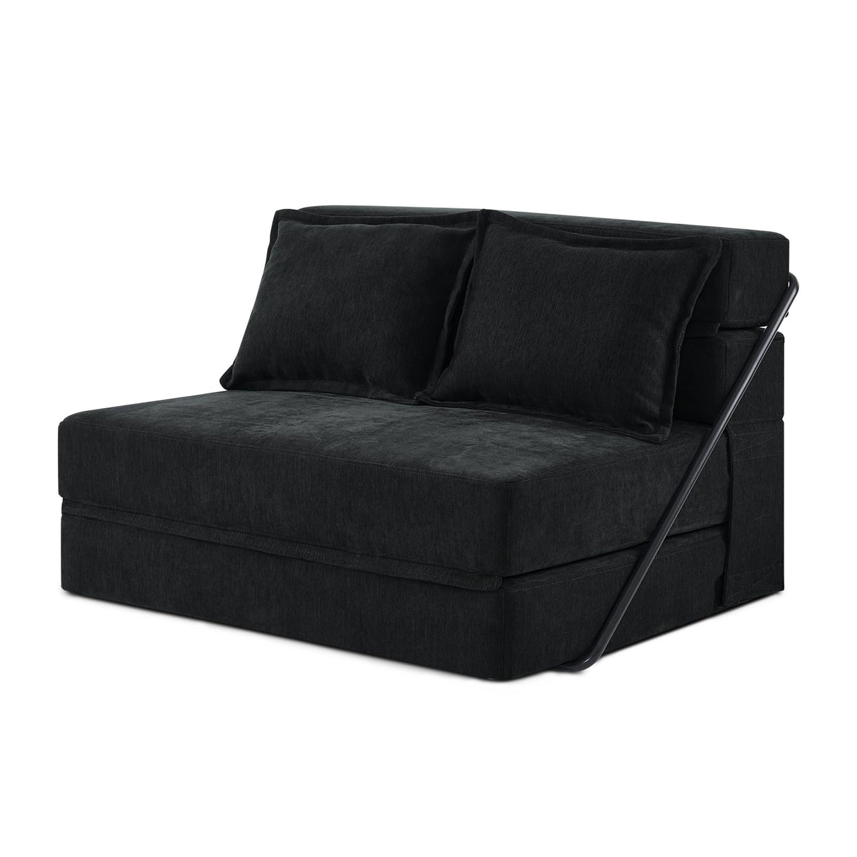 VINGLI Futon Sofa Bed Black Sleeper Sofa Chair Bed Floor Sofa Twin Small Couch Folding Mattress Couches for Living Room Floor Chair Freestanding RV Futon Couch for Indoor and Outdoor VINGLI